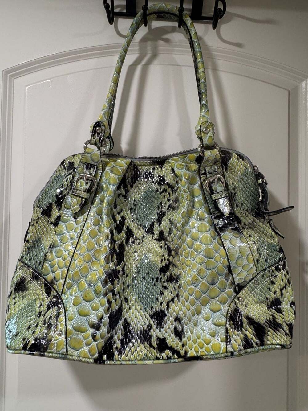 Mania Italy Genuine Leather SnakeskinEmbossed Satchel Bag Y2K Statement